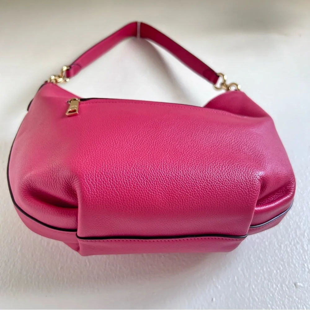 Coach pebbled pink hobo 2way crossbody shoulder leather bag with removal strap - Picture 11 of 17